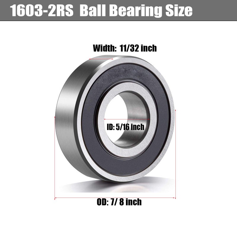 Donepart 1603-2RS Ball Bearing 5/16"" x 7/8""x 11/32"" Radial Ball Bearing Rubber Sealed and Pre-Lubricated with Grease - Image 5